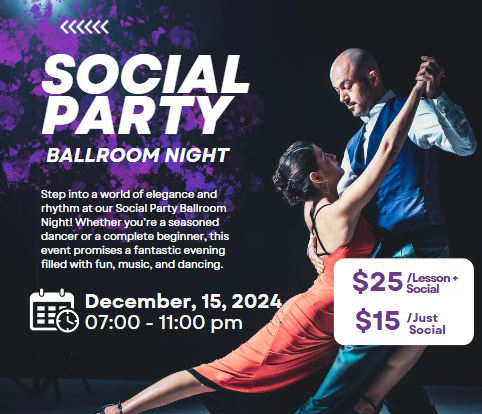 Time to Dance Social Party invitation Dec with a ballroom dancers