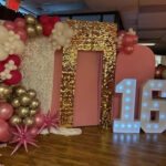 sweet 16 balloon and photobooth decorations at time to dance studio